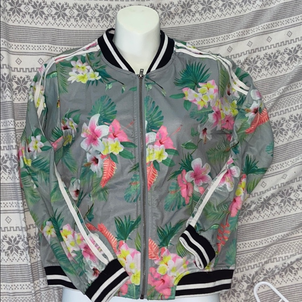 Floral jersey jacket